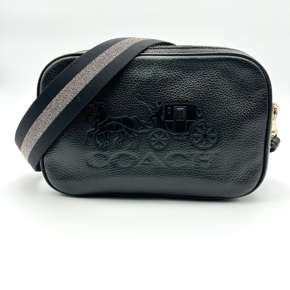 EUC Coach Black Pebbled Leather Convertible Crossbody Jes Camera Bag